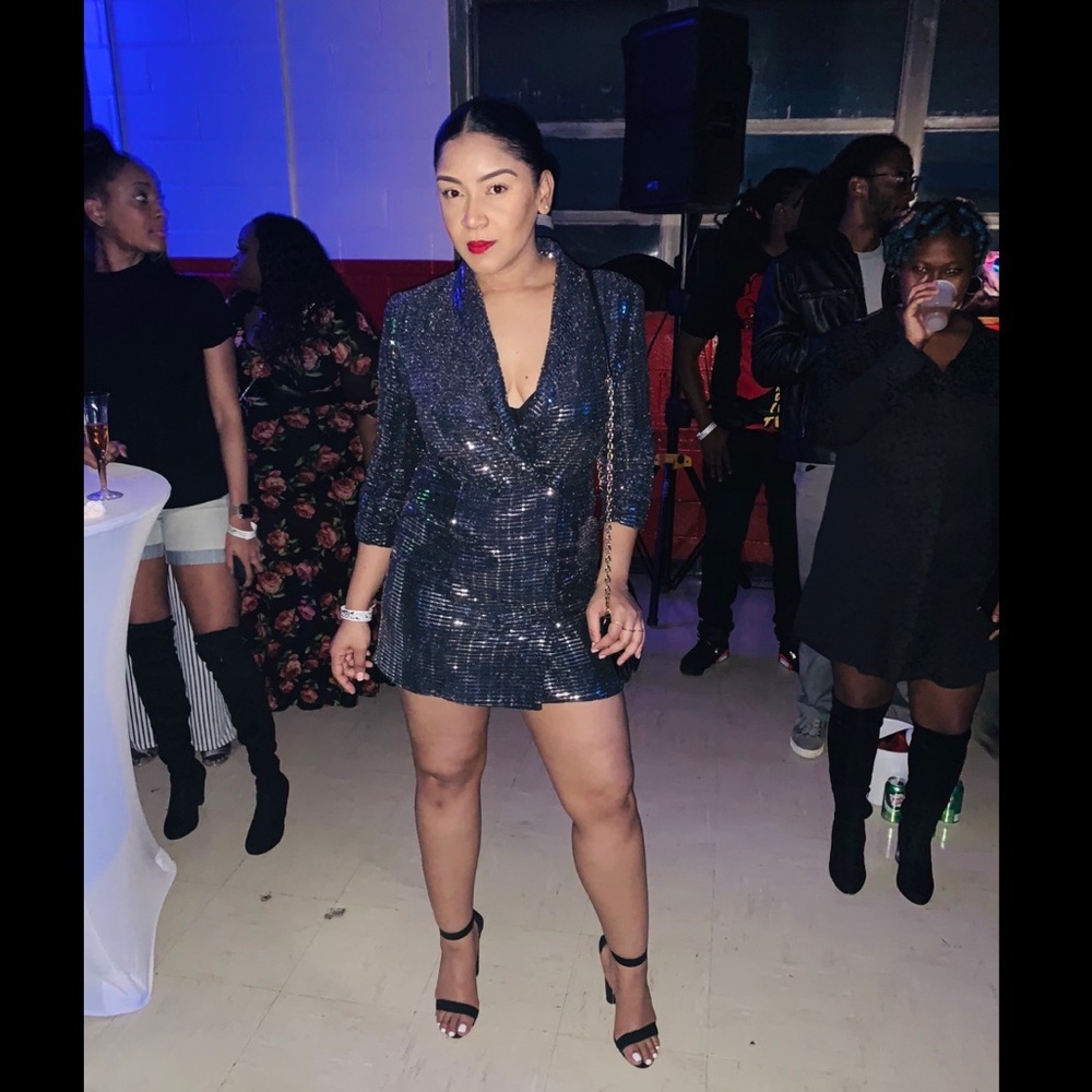 Forever21 Short double breasted shiny blazer dress